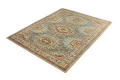 Rug & Kilim's Classic Style Modern Tribal Rug Blue Beige Medallion Pattern