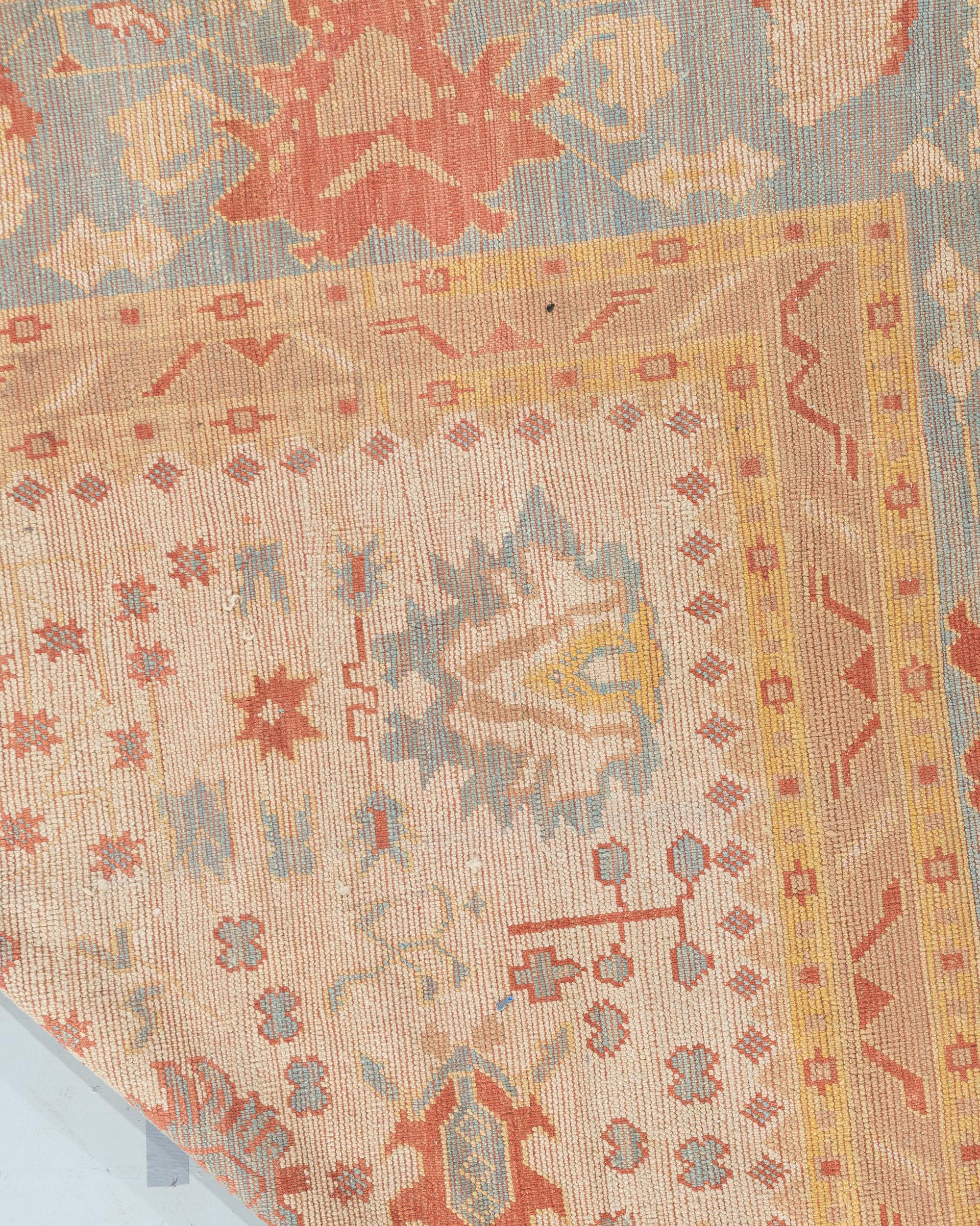 Hand-Knotted Classic Soft Colors Turkish Oushak Hand Knotted Wool Living Room Rug 13'6 x 16'9 For Sale