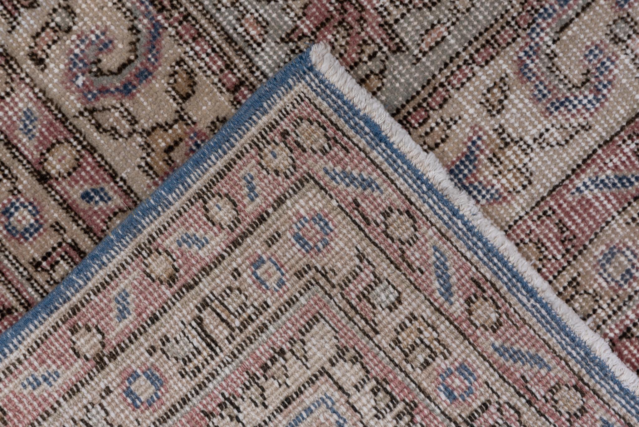 Turkish Classic Style Oushak with Blue Central Medallion Border For Sale