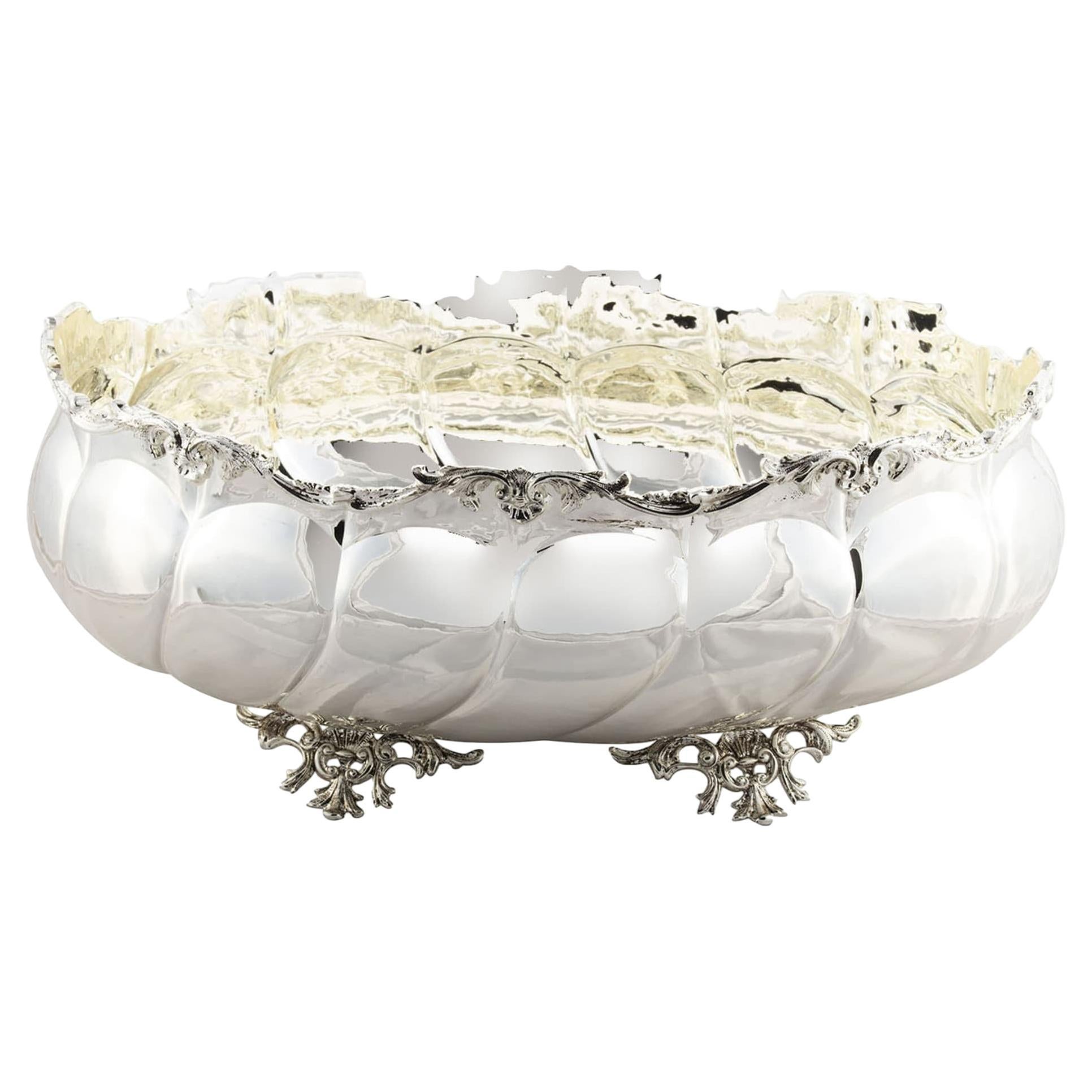 Classic-Style Oval Footed Silver Centerpiece Bowl For Sale