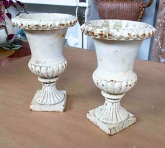 Classic Style Pair of Decorative Patinated Cast Iron Goblets