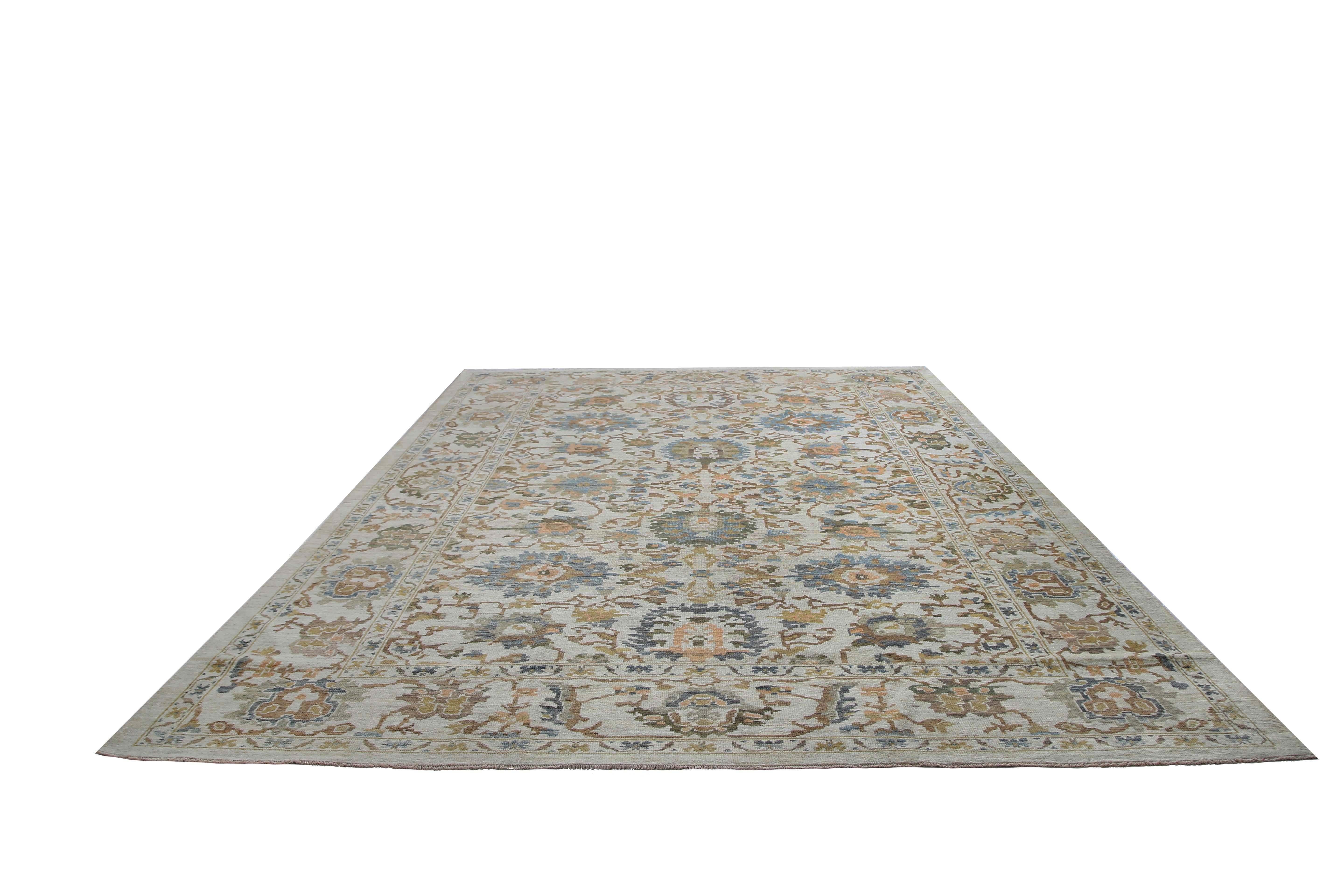 Contemporary Classic Sultanabad Design Handmade Rug with Cool Tones For Sale
