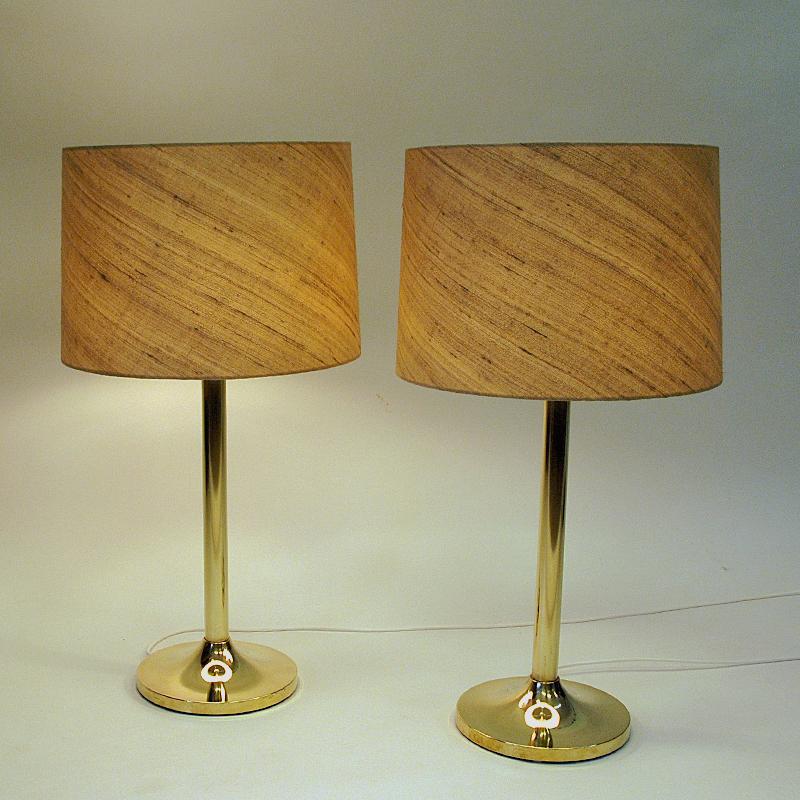 Scandinavian Modern Classic Swedish Brass Table Lamp Pair from M.A.E in Eskilstuna, 1970s