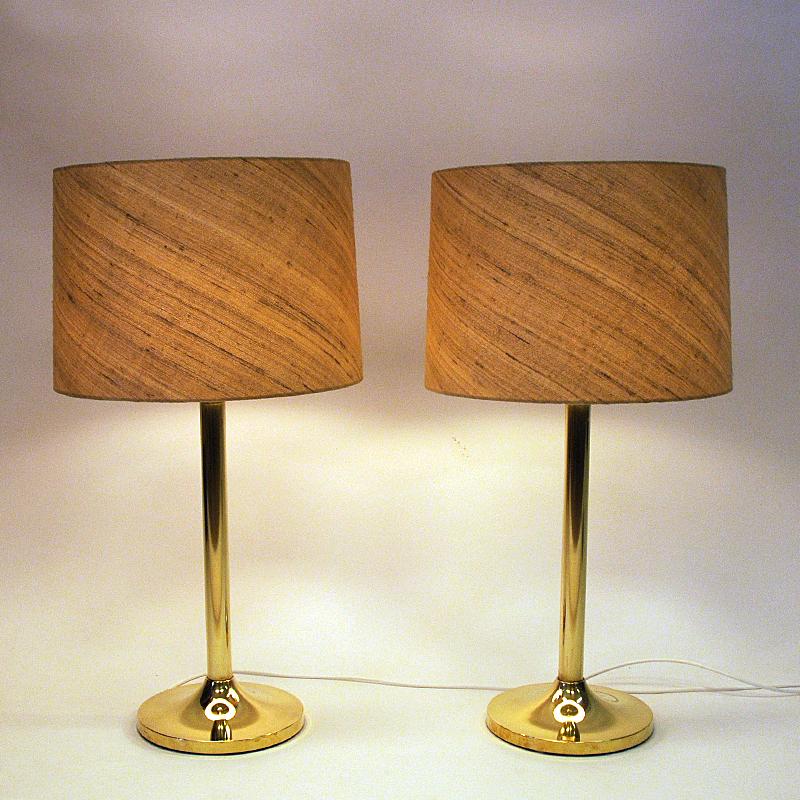 Polished Classic Swedish Brass Table Lamp Pair from M.A.E in Eskilstuna, 1970s