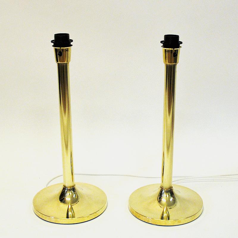 Late 20th Century Classic Swedish Brass Table Lamp Pair from M.A.E in Eskilstuna, 1970s