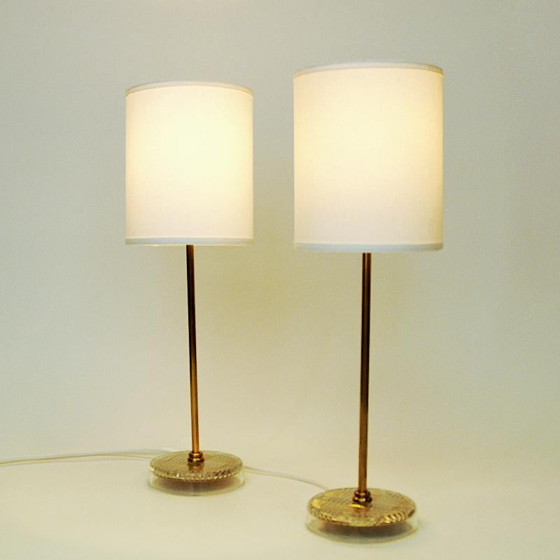 Scandinavian Modern Classic Swedish Brass Table Lamp Pair from M.E Eskilstuna, 1960s For Sale