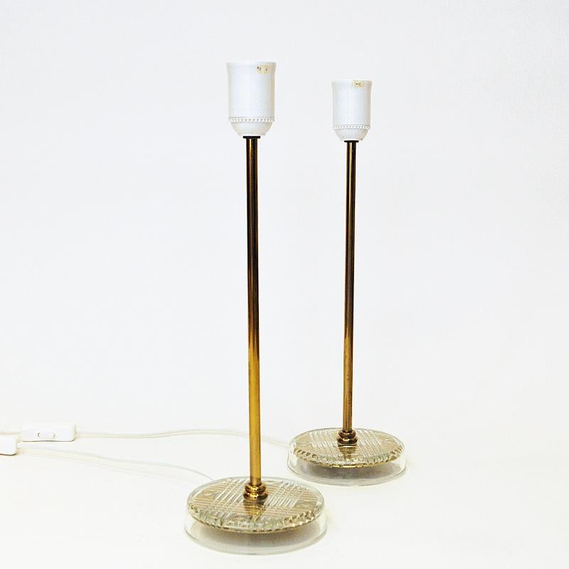 Polished Classic Swedish Brass Table Lamp Pair from M.E Eskilstuna, 1960s For Sale