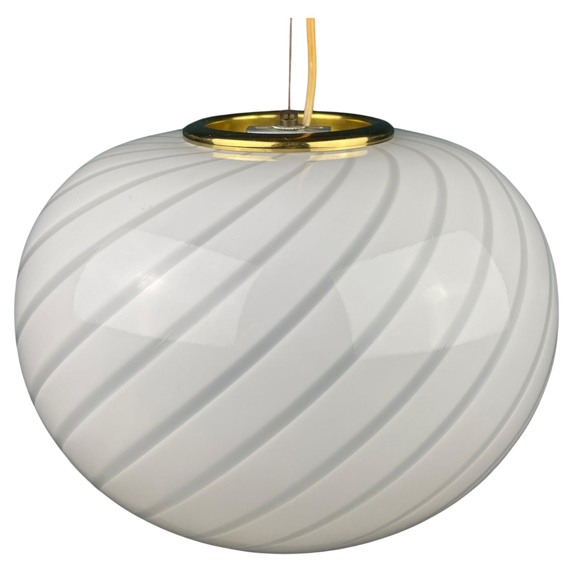 Classic Swirl Glass Pendant Lamp Italy 70s For Sale