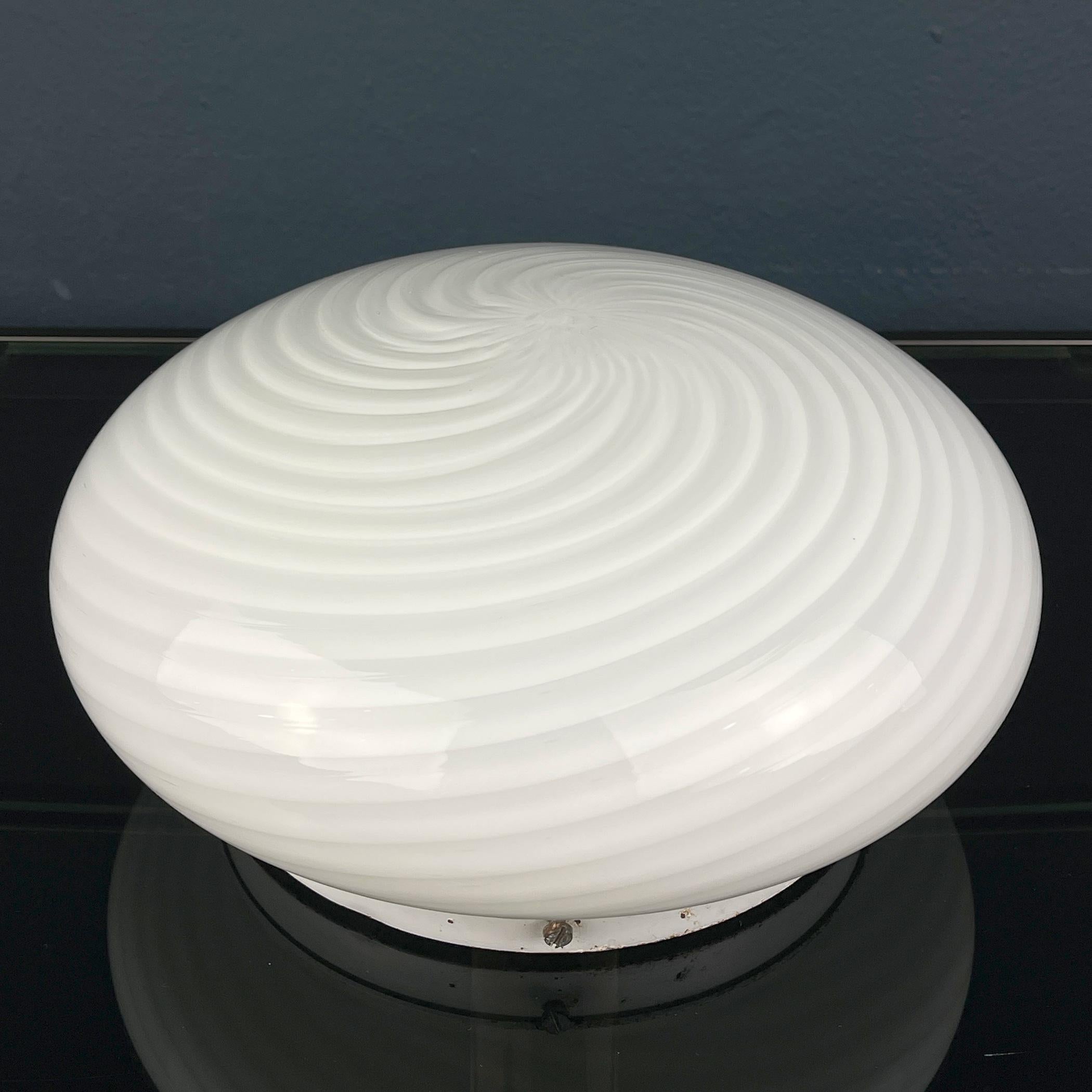 20th Century Classic swirl murano glass ceiling or wall lamp Italy 1970s For Sale