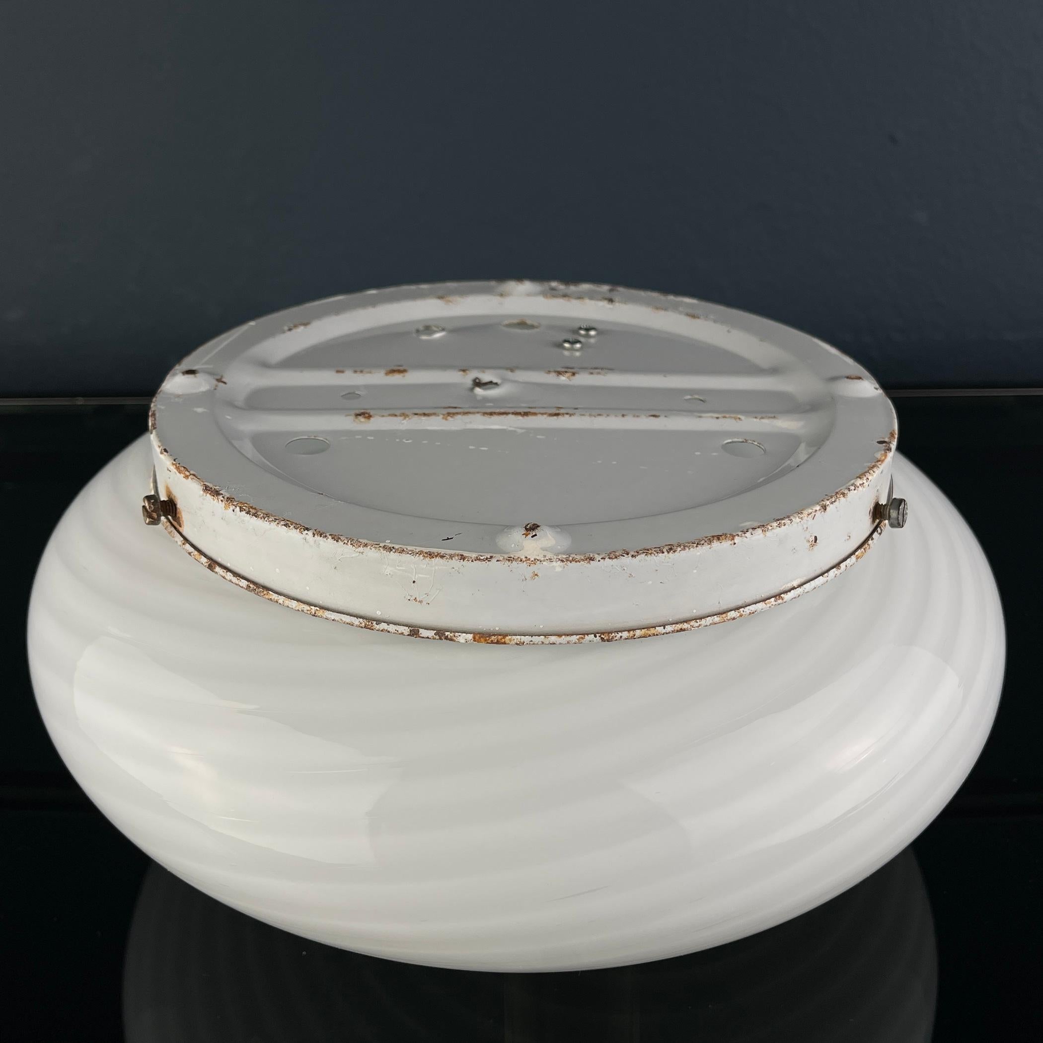 Murano Glass Classic swirl murano glass ceiling or wall lamp Italy 1970s For Sale