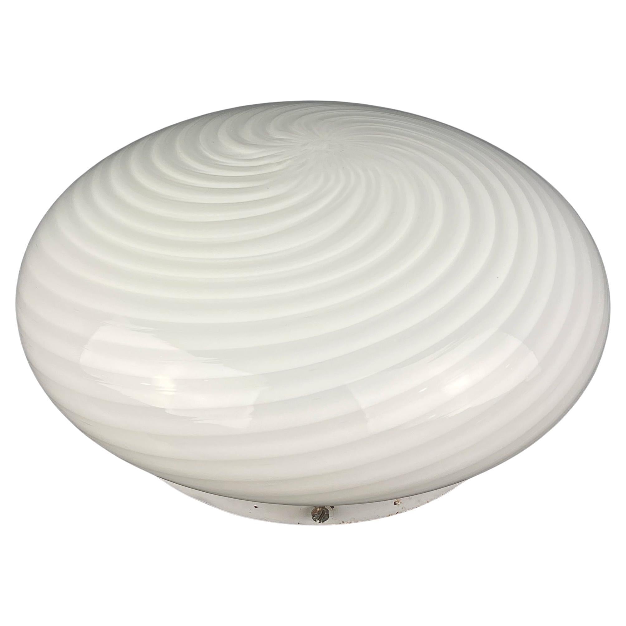 Classic swirl murano glass ceiling or wall lamp Italy 1970s