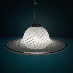 Classic Swirl Murano Glass Pendant Lamp, Italy, 1970s