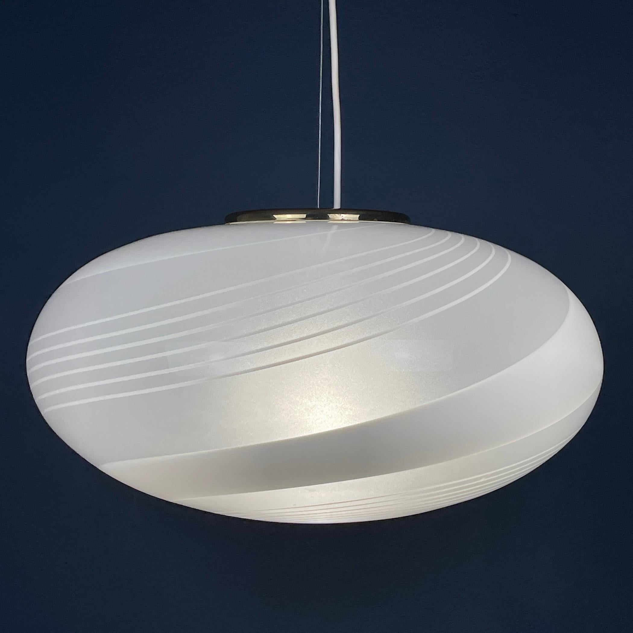 Italian Classic swirl Murano glass pendant lamp Italy 70s  For Sale