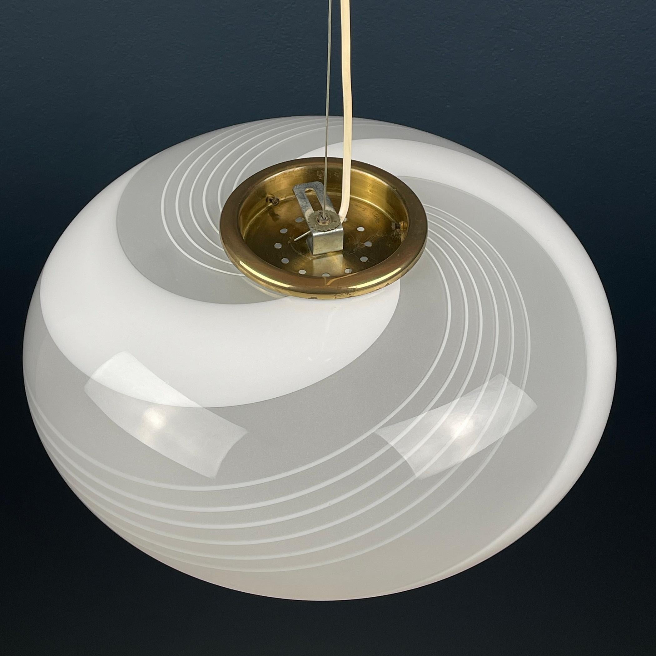 20th Century Classic swirl Murano glass pendant lamp Italy 70s  For Sale