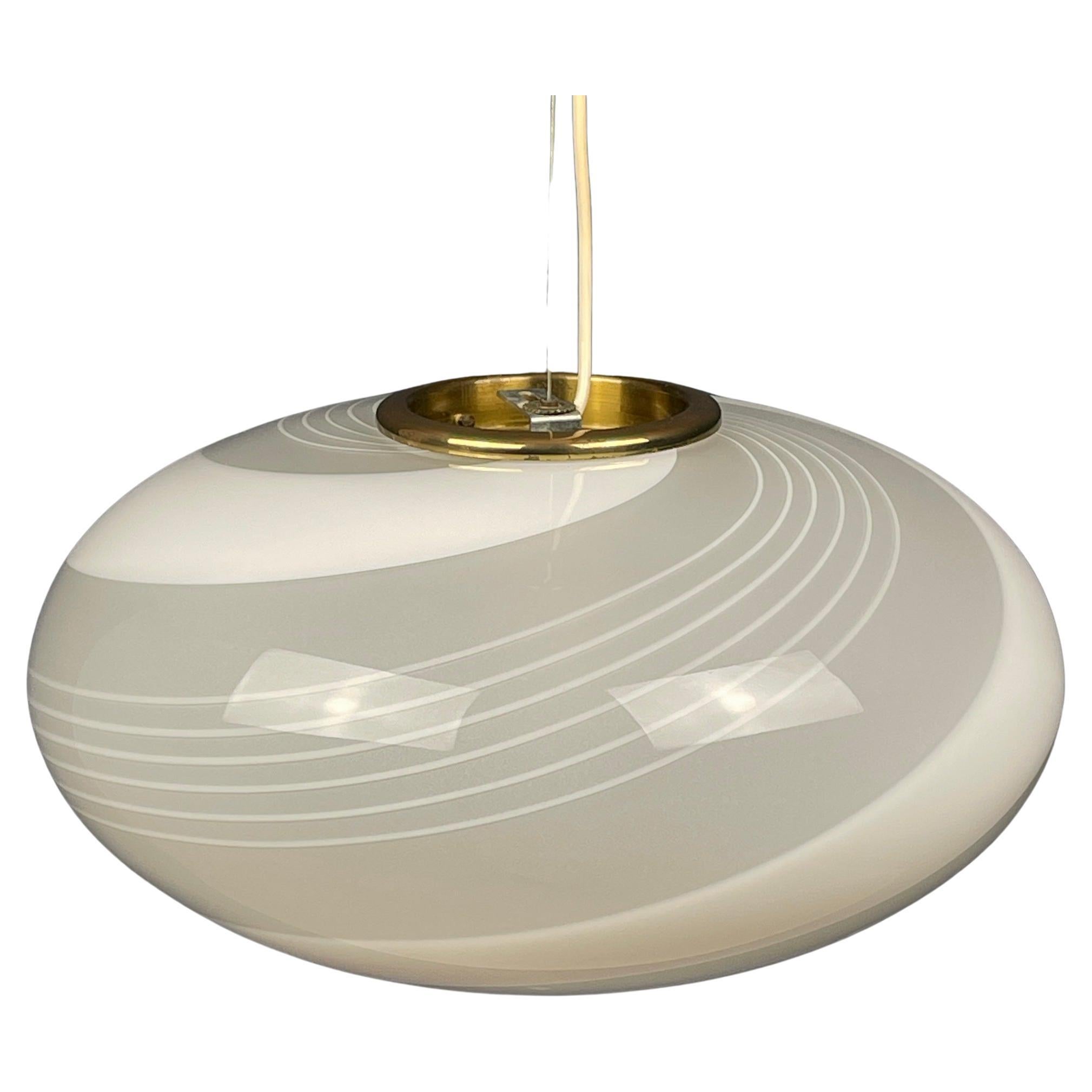 Classic swirl Murano glass pendant lamp Italy 70s 