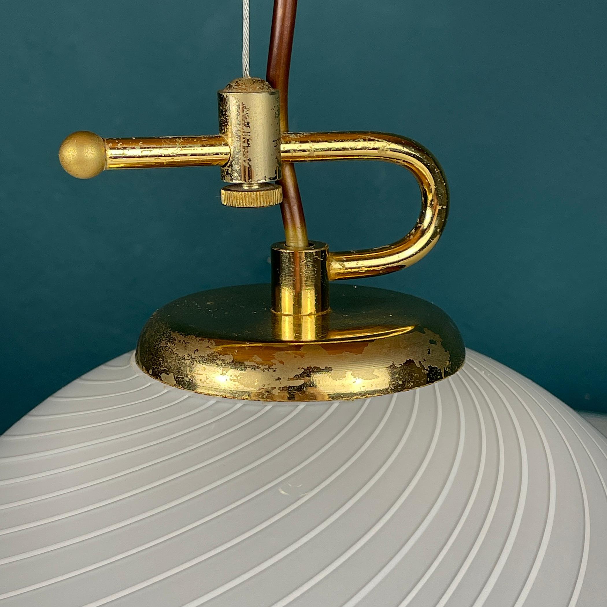Classic Swirl Murano Glass Pendant Lamp Vetri Murano, Italy, 1970s For Sale 4