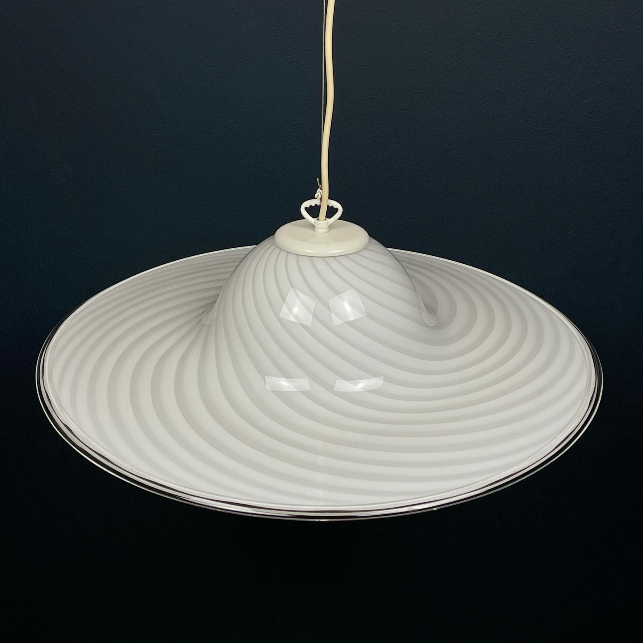 Italian Classic swirl Murano glass pendant lamp Vetri Murano Italy 1970s  For Sale