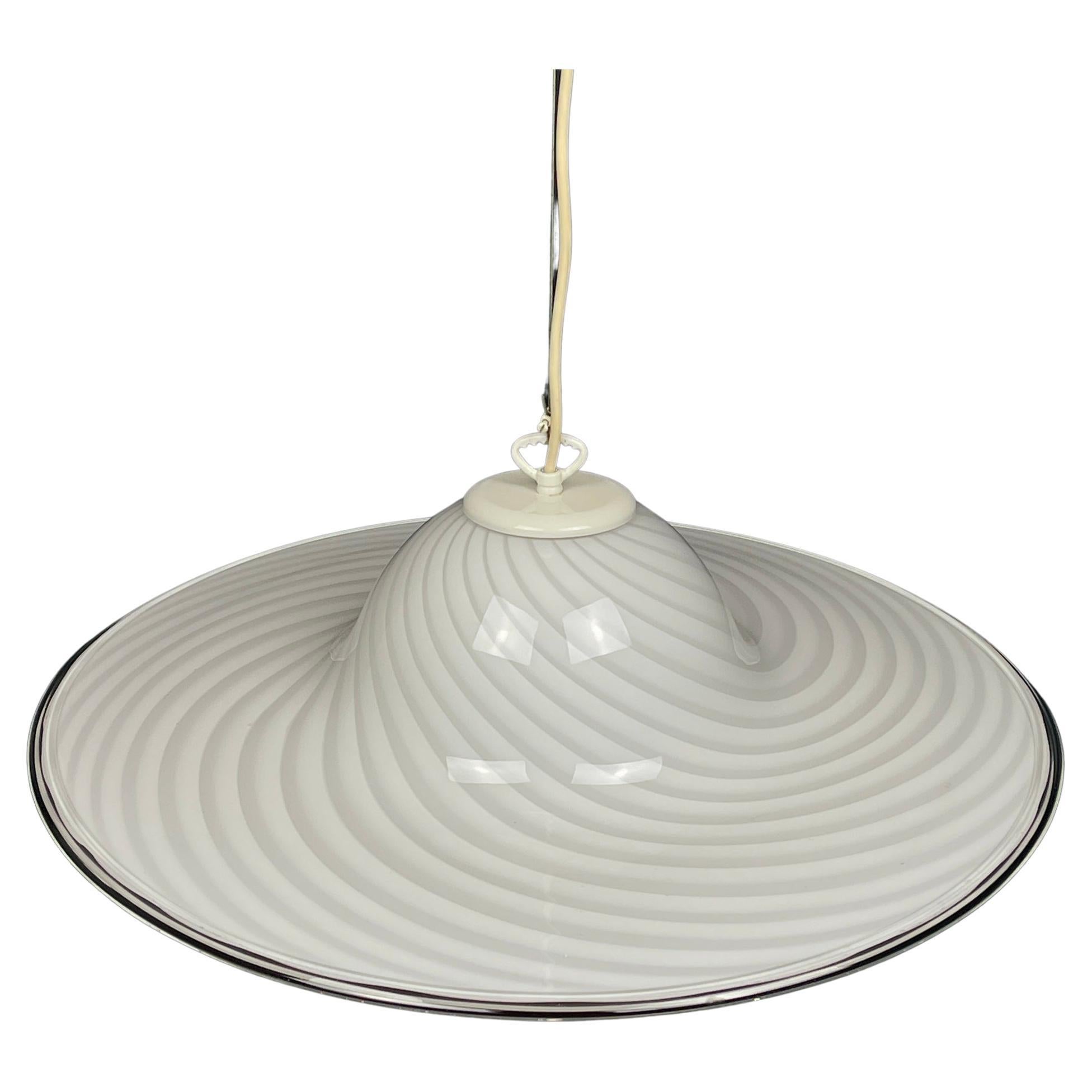 Classic swirl Murano glass pendant lamp Vetri Murano Italy 1970s 