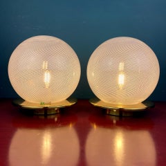 Classic Swirl Murano Glass Table Lamps by F.Fabbian Italy, 1970s, Set of 2