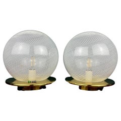 Classic Swirl Murano Glass Table Lamps by F.Fabbian Italy, 1970s, Set of 2