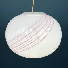 Classic swirl murano pendant lamp Vetri Murano Italy 1970s