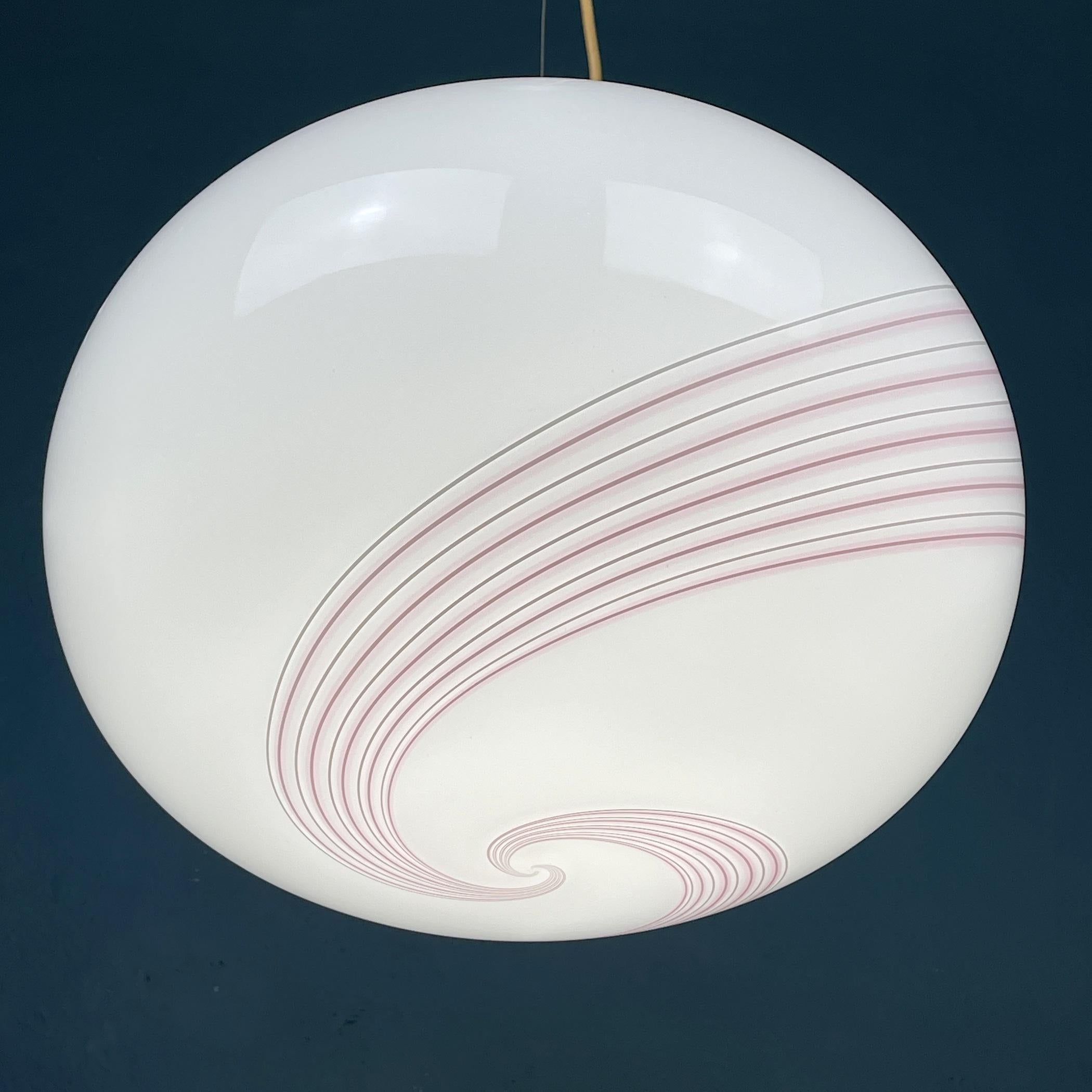 20th Century Classic swirl murano pendant lamp Vetri Murano Italy 1970s 