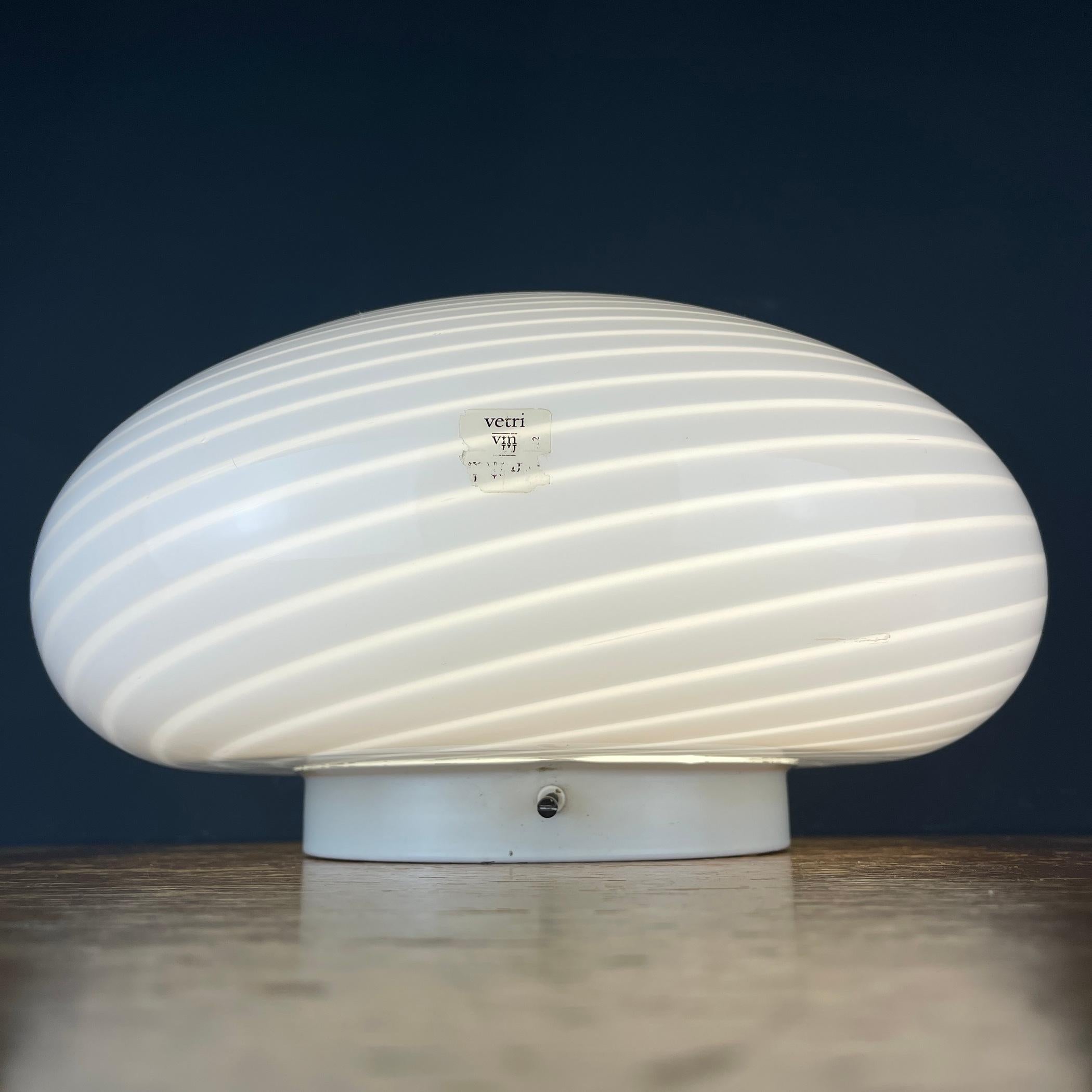 Mid-Century Modern Classic swirl white murano glass ceiling or wall lamp Vetry Murano 022 by Venini For Sale