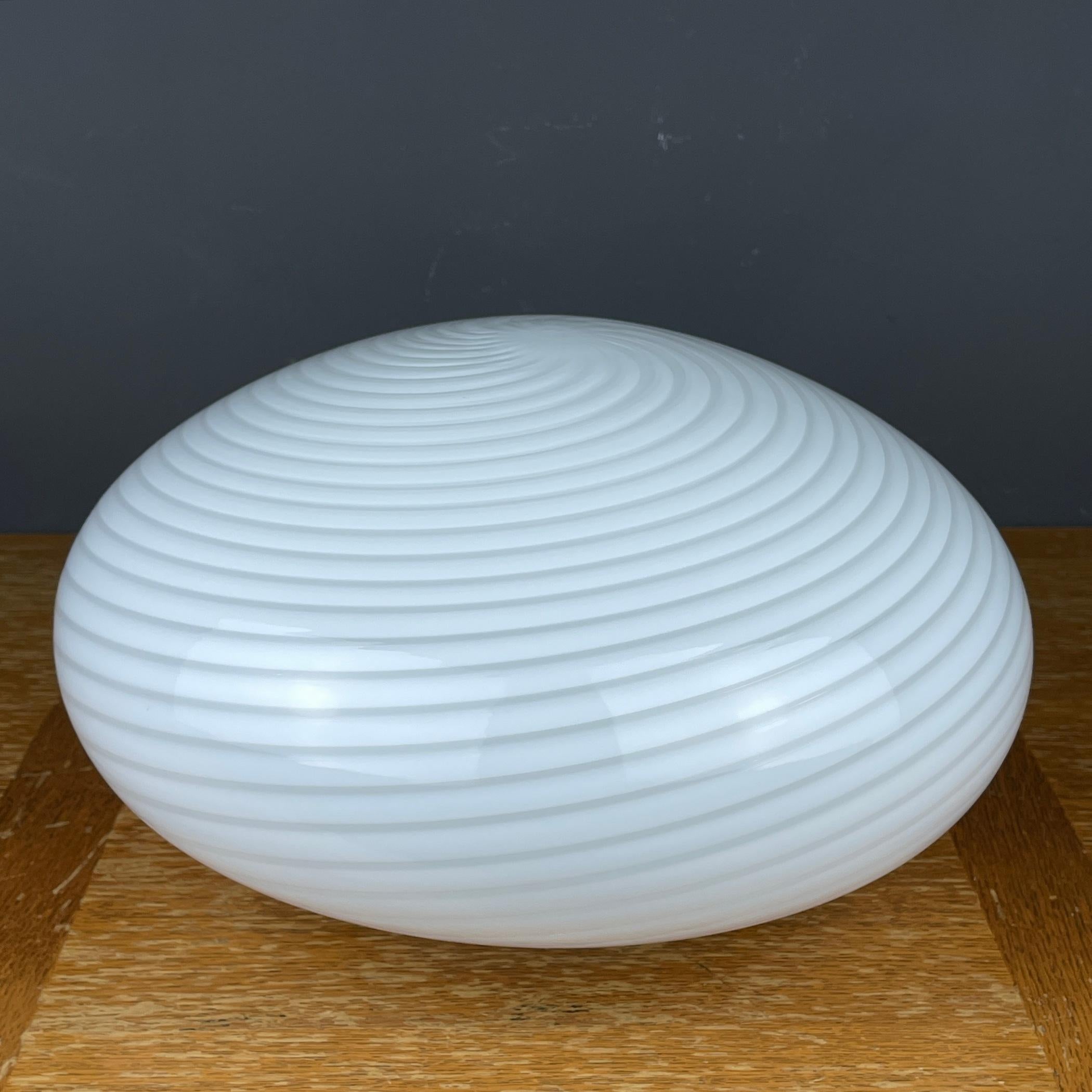 Murano Glass Classic swirl white murano glass ceiling or wall lamp Vetry Murano 022 by Venini For Sale
