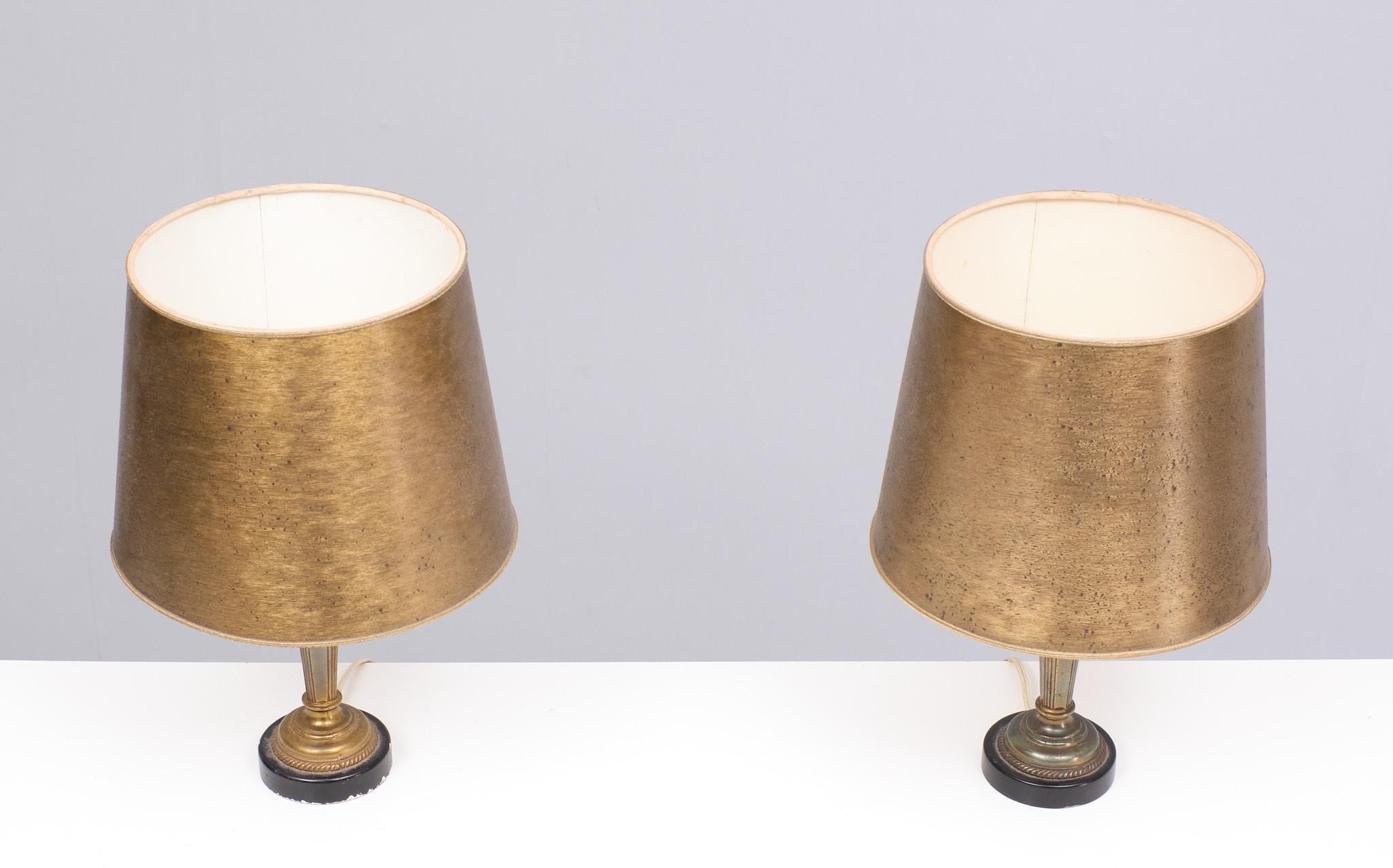 Victorian Classic table lamps  Antique Gold color .1960s  For Sale