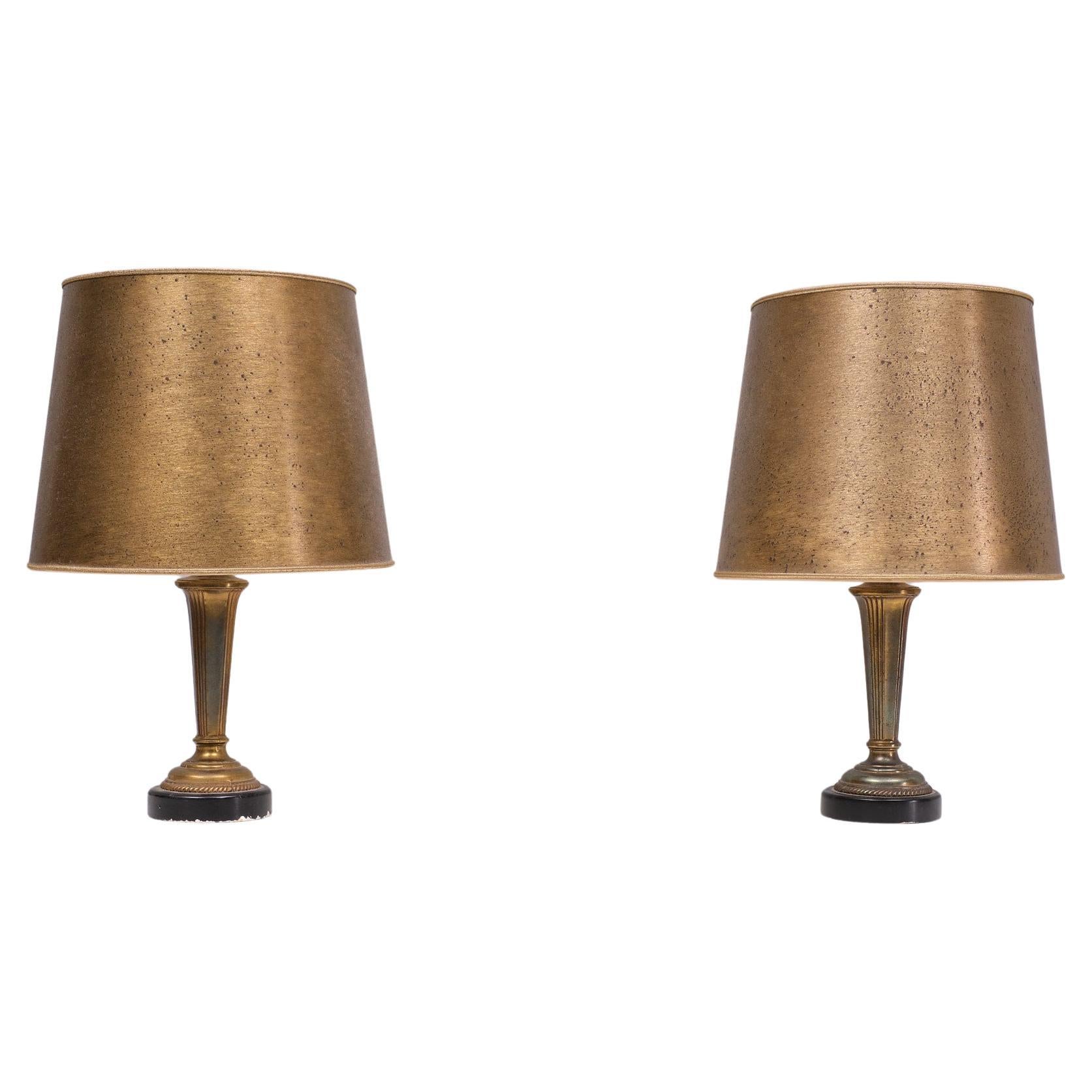 Classic table lamps  Antique Gold color .1960s  For Sale