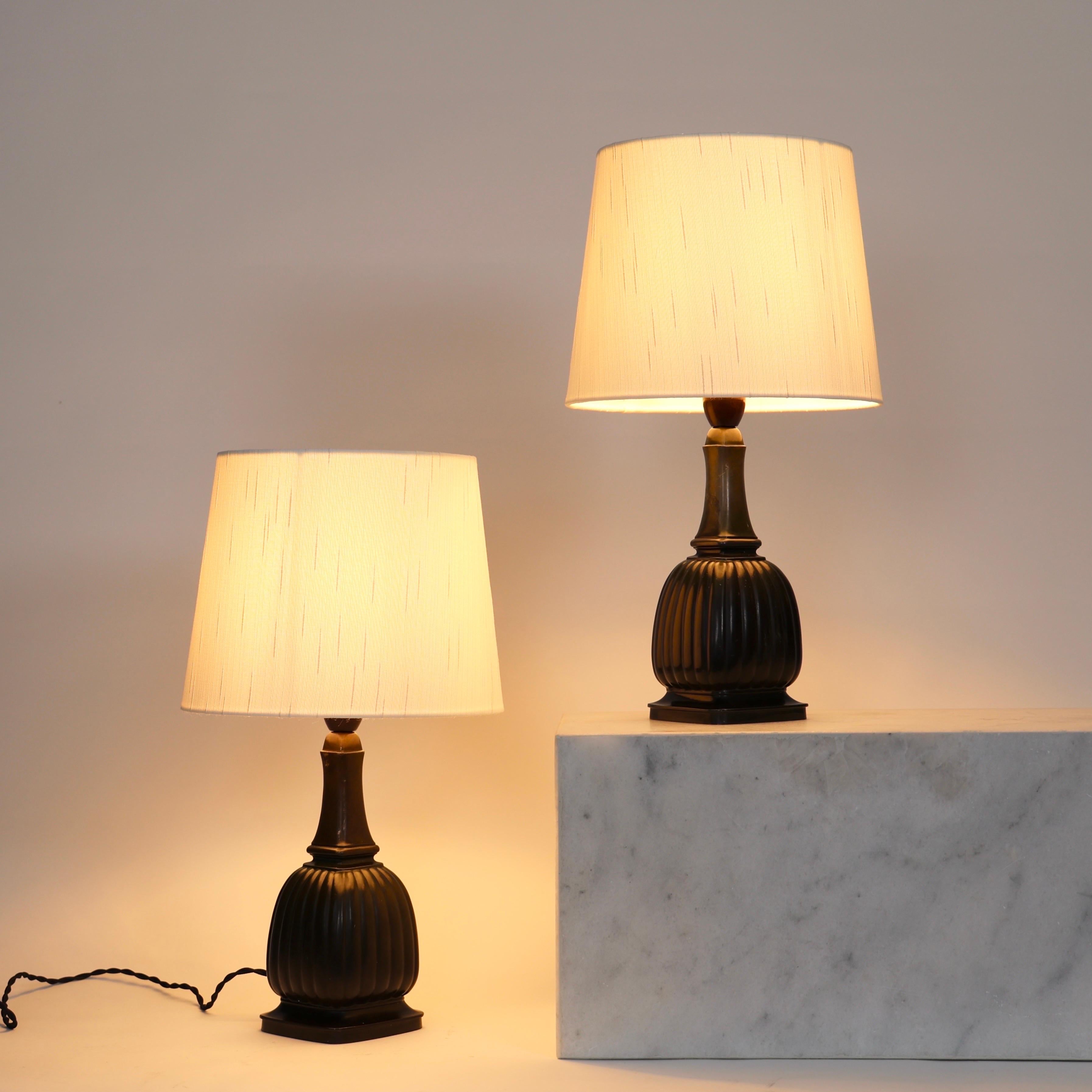 Square Diskometal Table Lamps by Just Andersen, 1930s, Denmark In Good Condition For Sale In Værløse, DK