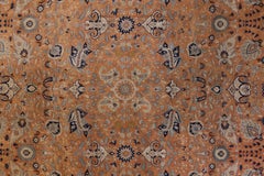 Tapis classique de Tabriz en laine de Nouvelle-Zélande corail et camel, noué à la main, de qualité supérieure