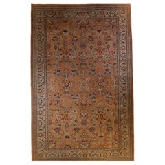 Classic Tabriz Hand-Knotted New Zealand Wool Coral and Camel Fine Quality Rug