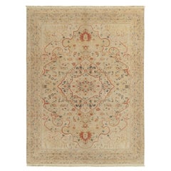 Classic Tabriz Style Rug in Beige, Red & Green Floral Pattern by Rug & Kilim