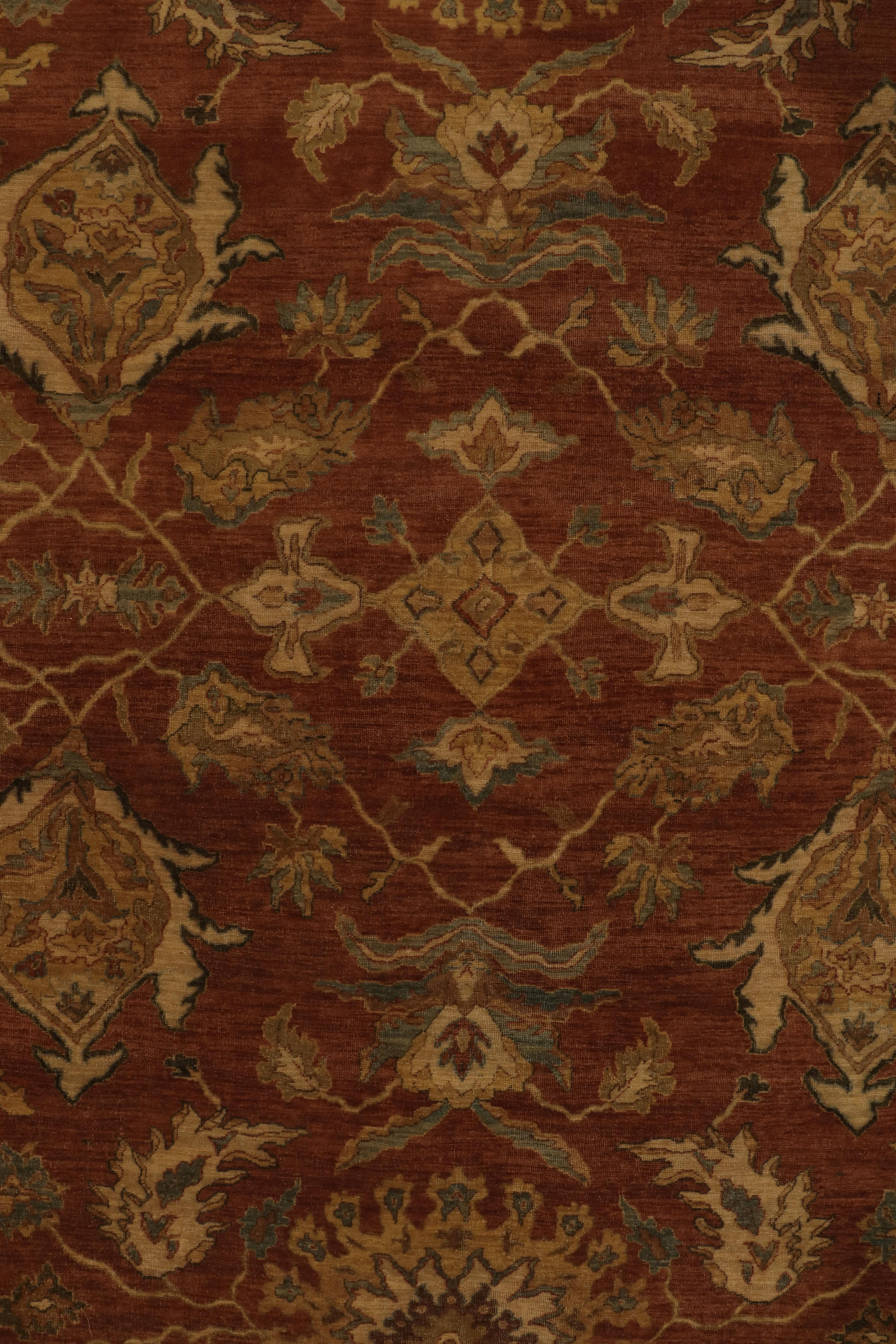 Contemporary Rug & Kilim's Classic Tabriz Style Rug with Beige & Blue Florals on Rust Red For Sale