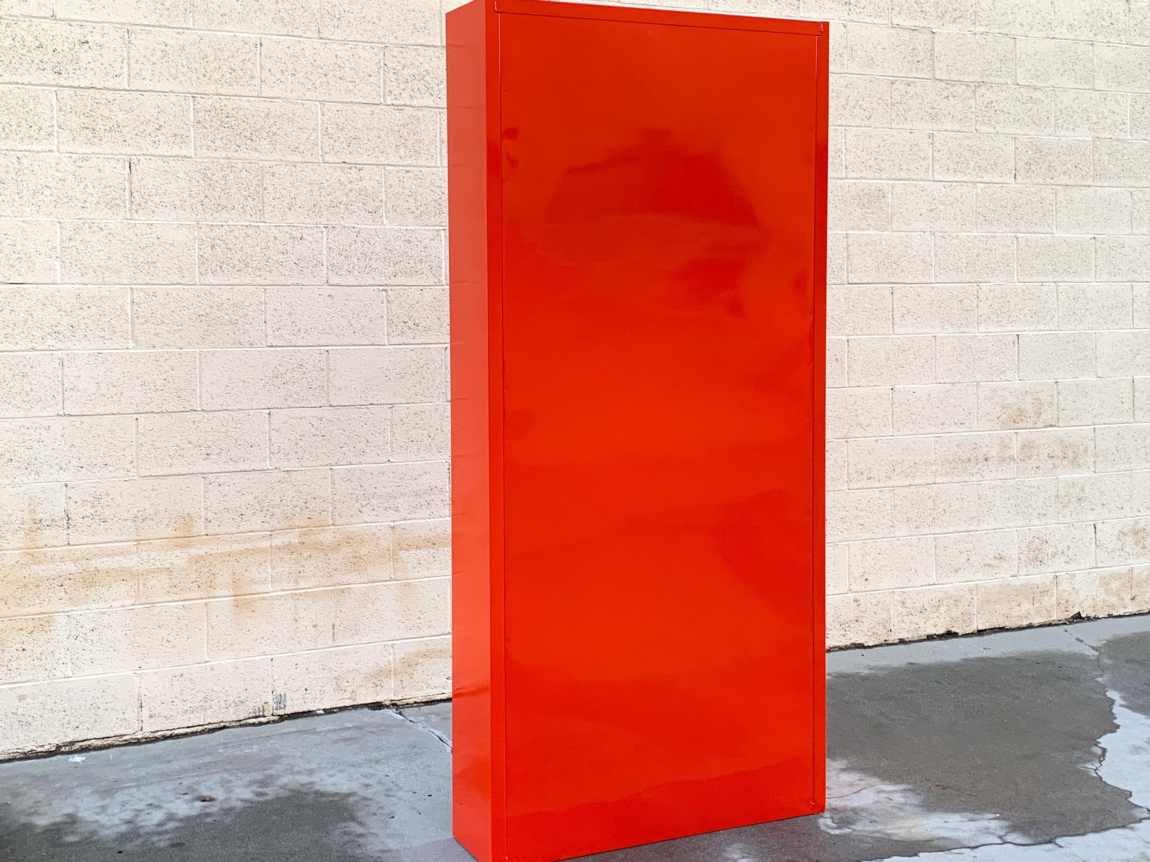 American Tall Tanker Bookcase, Custom Refinished in Safety Orange For Sale