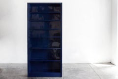 Classic Tall Steel Tanker Bookcase Custom Refinished in Midnight Blue