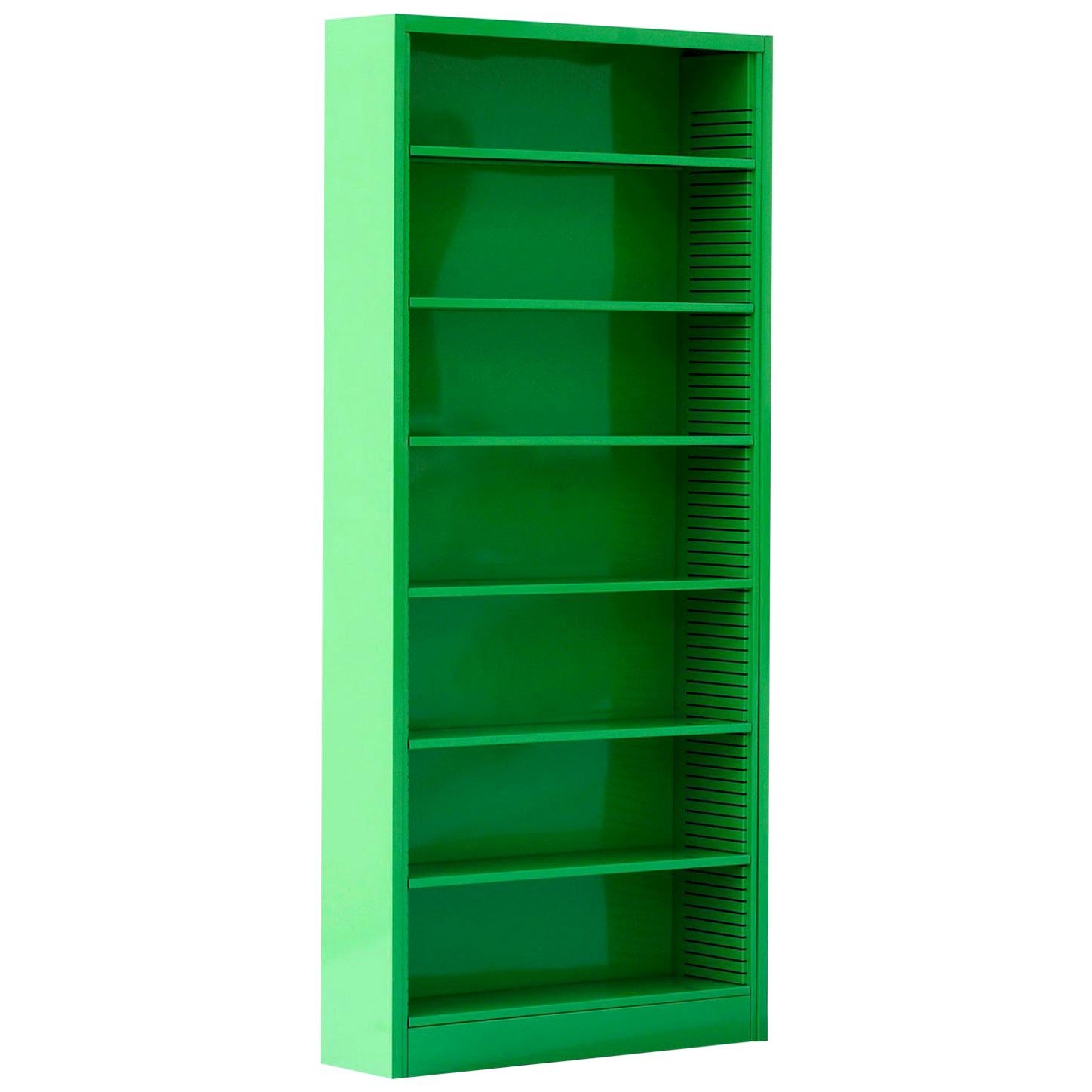 Classic Tall Steel Tanker Bookcase, Refinished in Lime Green, Custom Order For Sale