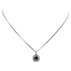 Classic Tanzanite 
Diamond Pendant, 18K White Gold