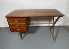 Classic Teak and Oak Modernist Desk att to Hans Wegner , made in Denmark