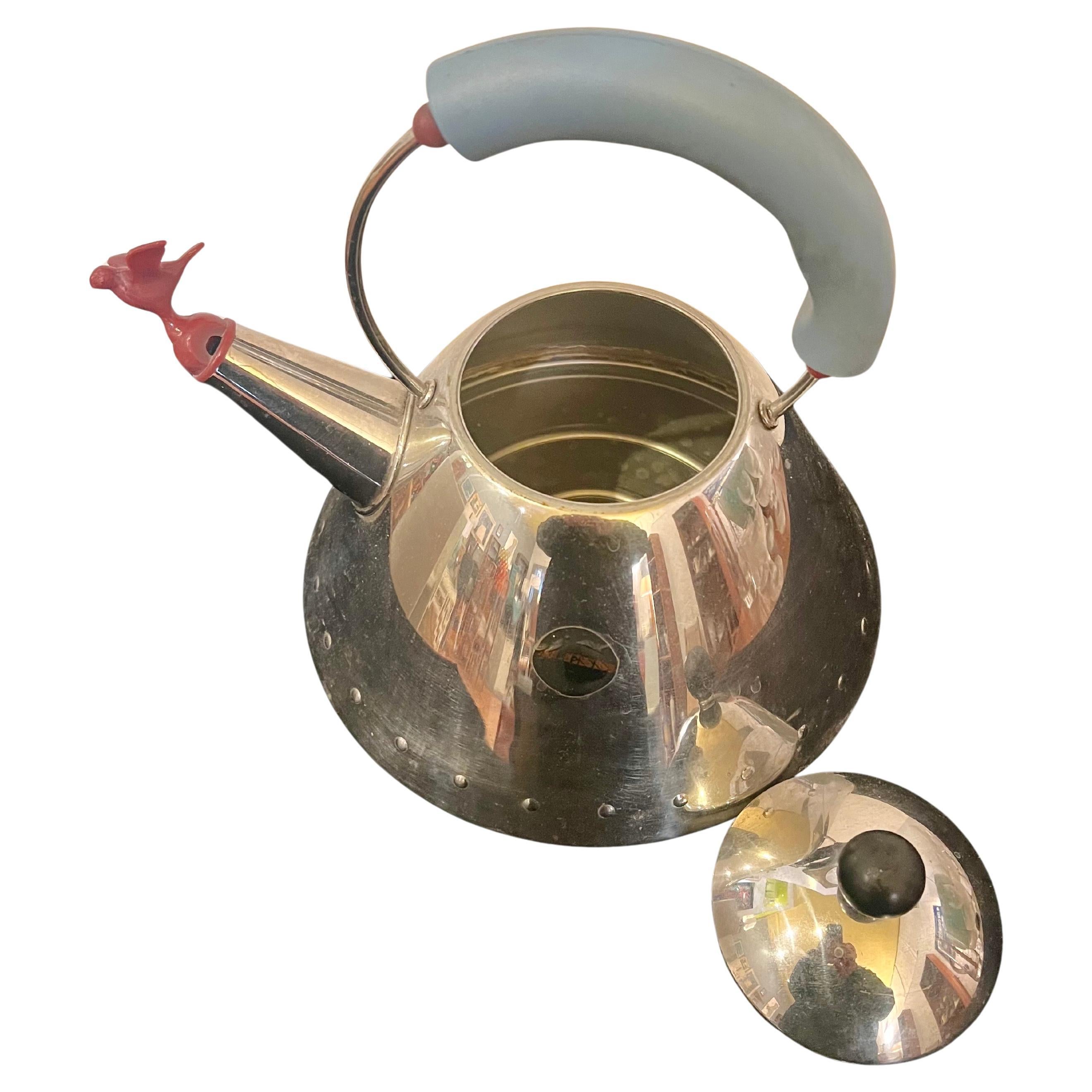 A Classic iconic teapot designed by Michael Graves for Alessi, made in Italy in nice original condition. Stamped Alessi very light use.
