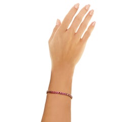 Rosior Classic "Tennis" Bracelet set in Yellow Gold with Rubies
