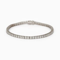 Classic Tennis Bracelet with Diamonds in Solid White Gold VVS Ideal Cut DE Color