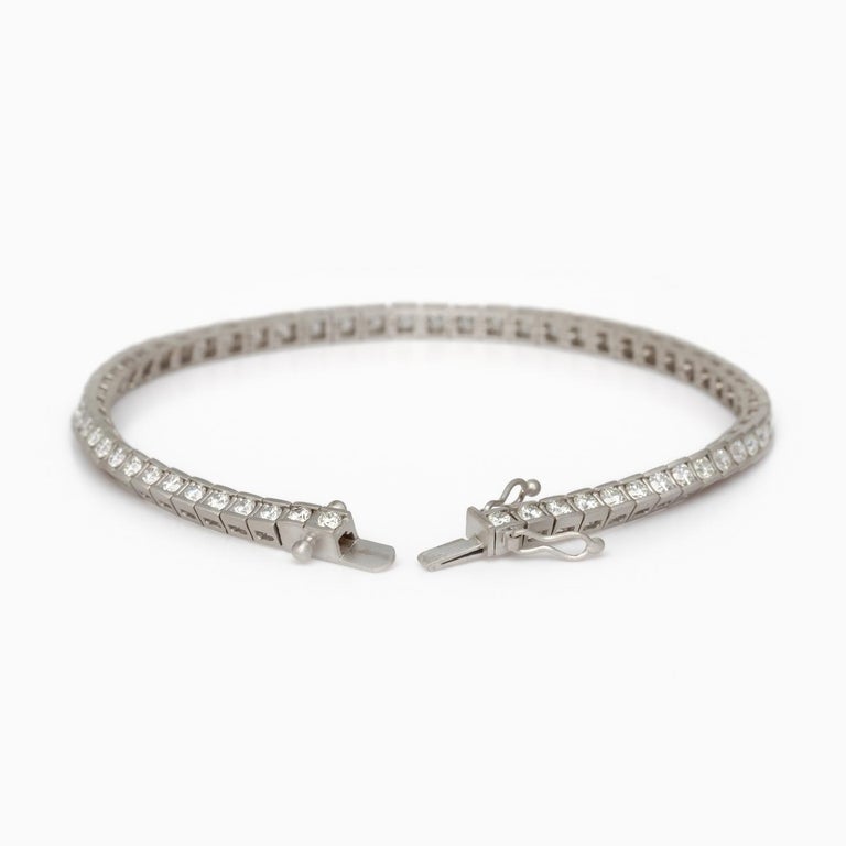Classic Tennis Bracelet with Diamonds in Solid White Gold VVS Ideal Cut