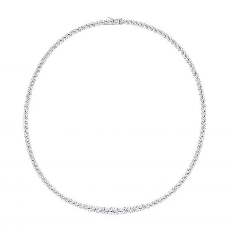 Modern Classic Tennis CZ Stones White Gold Necklace  for Her For Sale