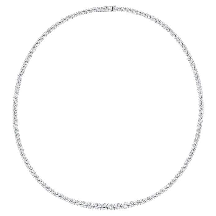 Classic Tennis CZ Stones White Gold Necklace  for Her For Sale