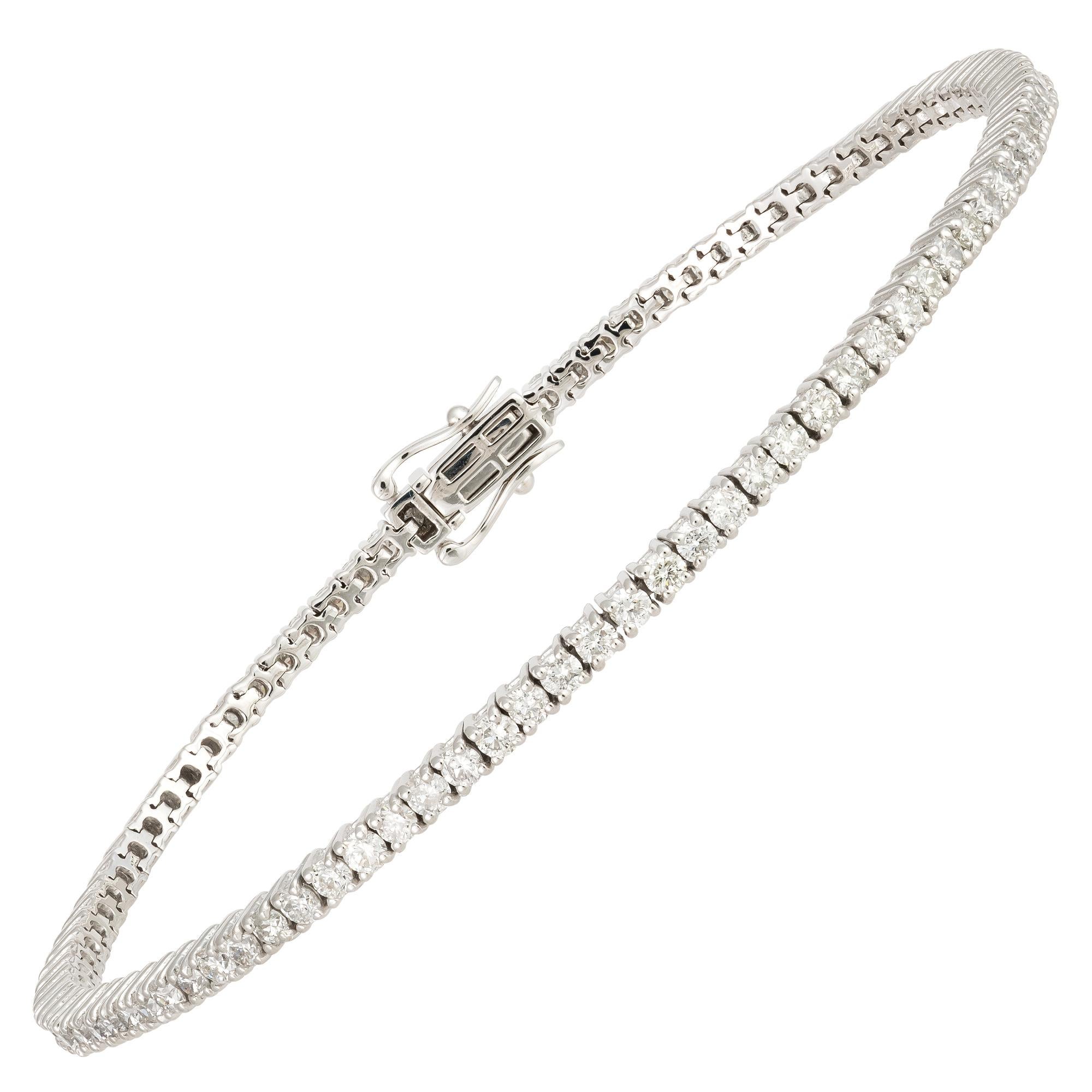 Moderne Classic Tennis Bracelet en or blanc 18K Diamant pour Elle en vente
