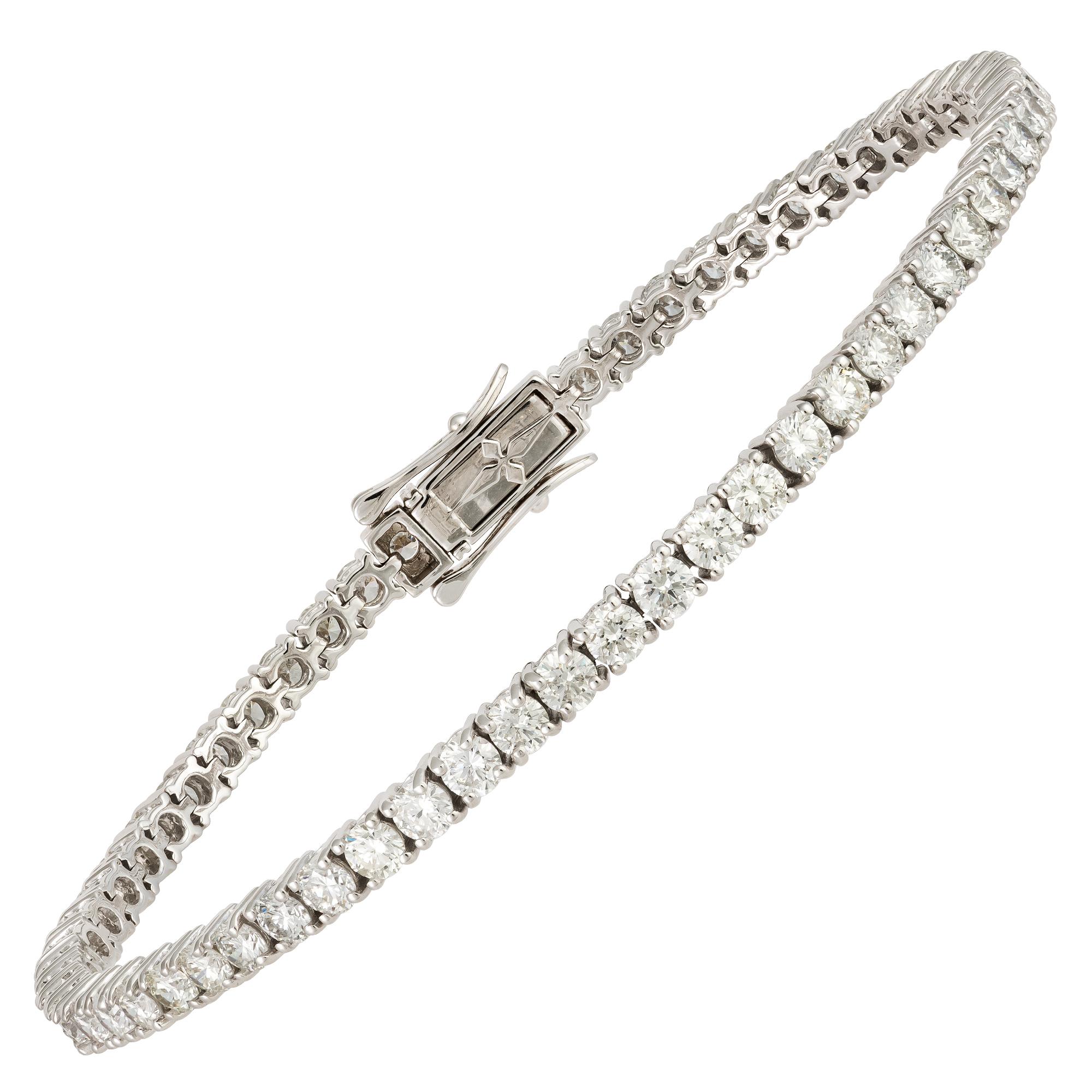 Moderne Classic Tennis Bracelet en or blanc 18K Diamant pour Elle en vente
