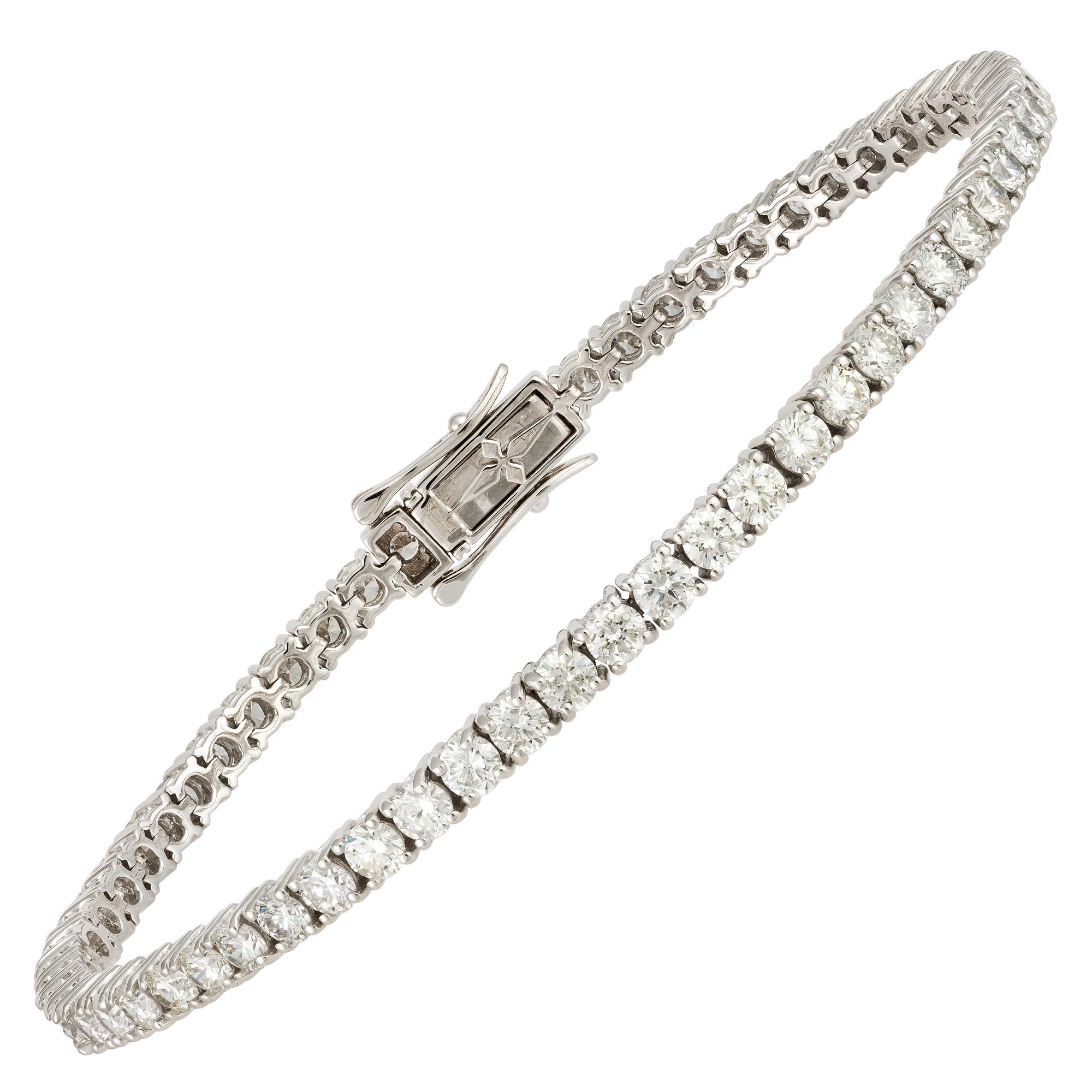 Tenis Clásico Oro Blanco 18K Pulsera Diamante para Ella Moderno en venta