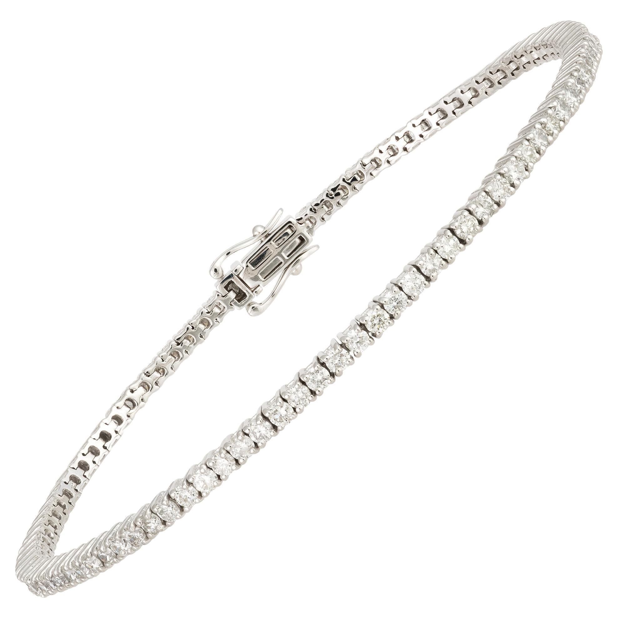 Classic Tennis Bracelet en or blanc 18K Diamant pour Elle